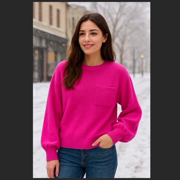 Super Soft Hot Pink Knit Sweater - Picture 5 of 11